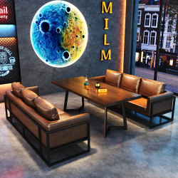 Industrial Style Tavern Cafe Bar Sofa Table and Chair Western Restaurant Hot Pot Barbecue Restaurant Dining Bar Clear Bar Card Seat Sofa