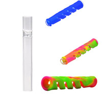 Creative High Boron Silicon Smoke Bucket Hollowed-out Silica Gel Protection Shell Inner Glass Tobacco Special Smoke Bucket Portable Straight Through Smoke Bucket