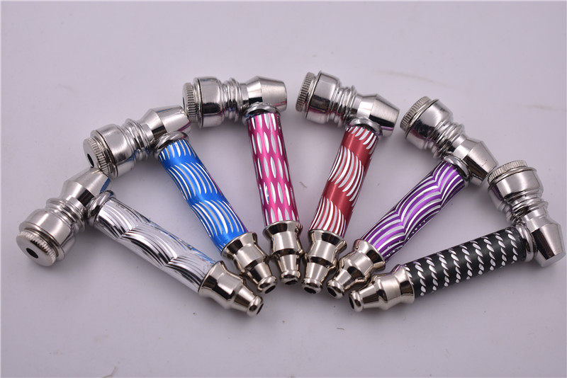 New handle metal tobacco pipe detachable thread engraved metal tobacco tobacco leaf burning dry smoke tobacco