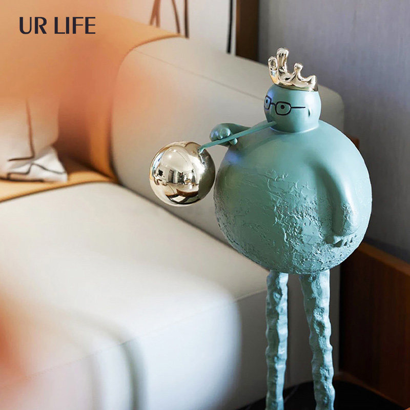 urlife modern minimalist green cartoon Bubble Crown Figure Swing-like room Living room Soft children's room