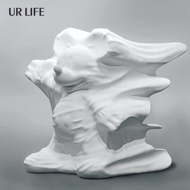 Urlife Creative Children's Room White Mickey Doyle Abstract Sculpture Fittings Living Room Home Decoration