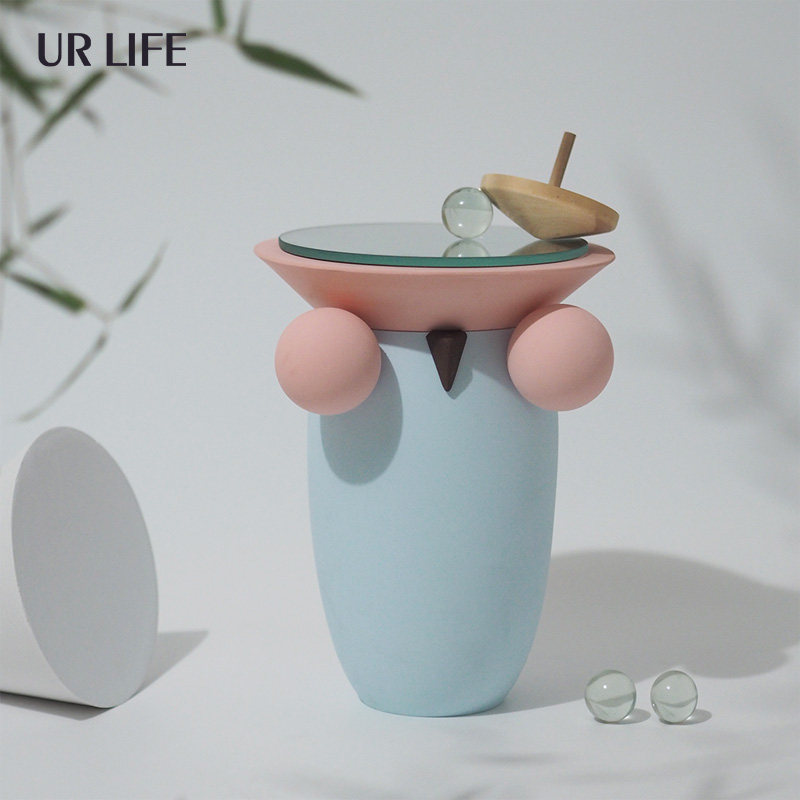 Urlife owl flower Morandi ceramic vase Nordic minimal geometric home template