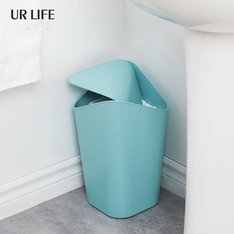 umbra creative household corner trash can with lid Living room Bedroom powder room Swing lid storage bucket ins