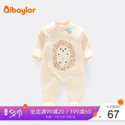 Quần áo sơ sinh dính liền mùa xuân và mùa thu cotton cho bé tay dài romper mùa hè mỏng trẻ sơ sinh chân quần áo mùa xuân quần áo - Áo liền quần