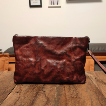 Vegetable tanned leather clutch bag mens large capacity clutch bag genuine leather soft top layer cowhide retro casual shoulder messenger bag