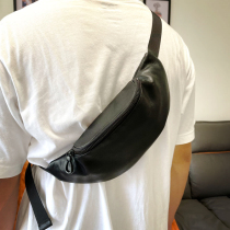 New mens chest bag leather messenger bag tide brand first layer cowhide shoulder bag multi-function mobile phone bag waist bag mens bag