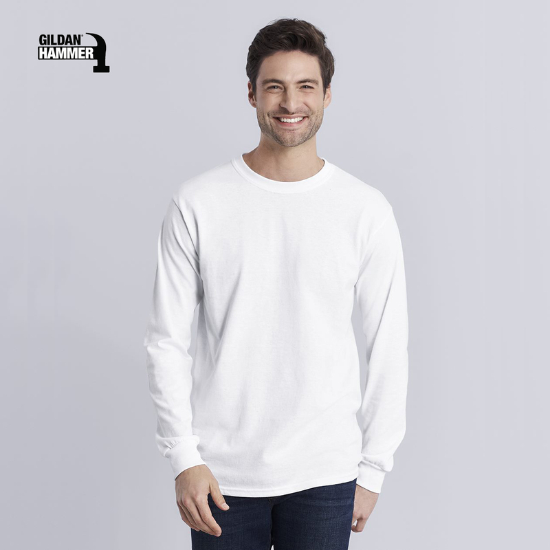 Gildan Ha40 Long-Sleeved T-Shirt for Men and Women, Pure Cotton, Thickened, Autumn, Solid Color, Round Neck Base Shirt, International Brand