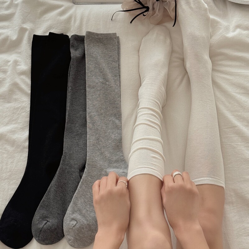 Spring and Summer New Korean-Style Thin Solid Color Flat Calf Socks, White Socks, Cotton Socks, Seamless Japanese-Style Slouchy Long Socks for Women Spring and Summer New Korean-Style Thin Solid Color Flat Calf Socks, White Socks, Cotton Socks, Seamless Japanese-Style Slouchy Long Socks for Women