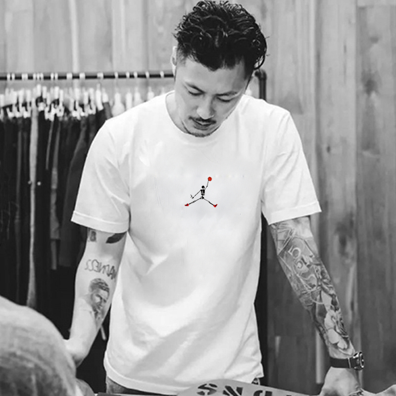 Boomer Yu Wenle 2022 New Summer T-shirt Men's Round Collar Pure Cotton Loose Short Sleeves Large Size Beach Half Sleeve Male