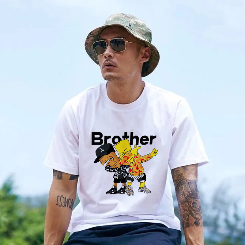 Shawn Yue Hong Kong style ins round neck short-sleeved men's 2022 spring new trend couple models cotton loose half-sleeved T-shirt