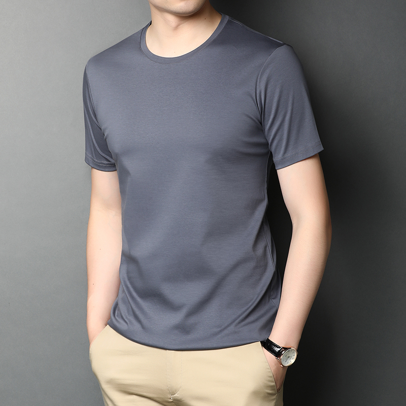 Tide brand ice silk summer men's short-sleeved T-shirt trend Korean version of the self-cultivation bottoming T all-match liquid ammonia half-sleeved casual T-shirt