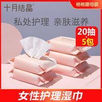October crystallized maternal wet tissue paper 20 pumping * 5 packets of adult female quasi-pregnant woman postnatal physiological private care