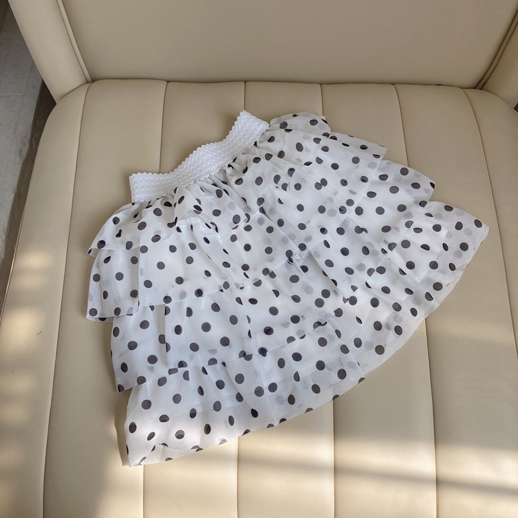 Girl Short Dress 2022 Summer Dress New Foreign School Children Retro Skirt CUHK Girl A Half Body Cake Skirt