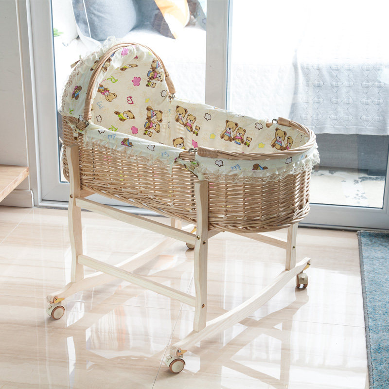 Rattan Cradle Baby Basket Portable Basket Children's Carry Basket Car Solid Wood Baby Bed Newborn Bed