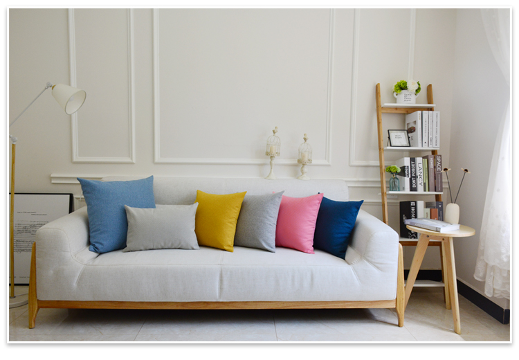 Mẫu ghế sofa mới gối lớn màu rắn đơn giản vải lanh đệm gối văn phòng tựa lưng thắt lưng tùy chỉnh thực hiện Chăn gối văn phòng 3 in 1