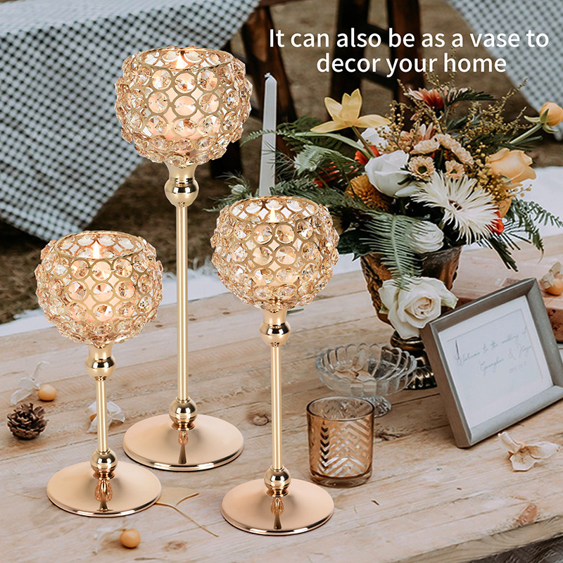 Legal Light Extravagant Candle Holder for Home Romantic Candle Light Dinner Props Glass Crystal Eurostyle Dining Table Wax Candle Holder