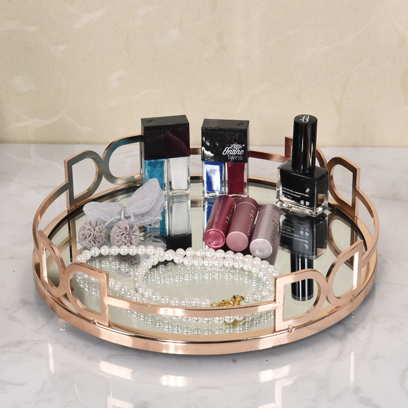 Containing Fashion Perfume Golden Nursery Mirror Round Ins Wind American Eurotea Cup American Light Lavish Makeup