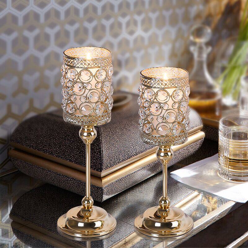 French dining table light luxury crystal candlestick fitting candlelight dinner romantic European living room candle decoration home decoration