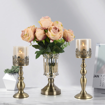 Candlestick ornaments Light luxury candlelight dinner European Nordic Romantic Retro Western American table vase Candle holder