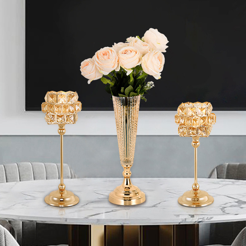 Eurostyle Light Extravagant Candlelit Nordic Romantic American Extravaganza Candlelight Dinner Crystal Table Western Dining Wax Candle Holder