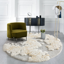 Strangerpure Handmade Light Lavish Round Carpet Nordic Living Room Tea Table National Wind Wool Bed Side Blanket Pear Flower Yard