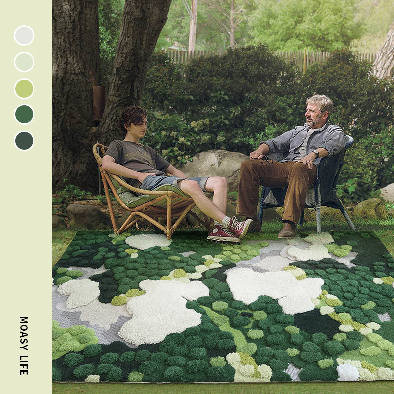 Strangy Pure Artisanal New Zealand Wool Light Extravagant Carpet Modern Living Room Tea Table Side Blanket Art Moss Large Area