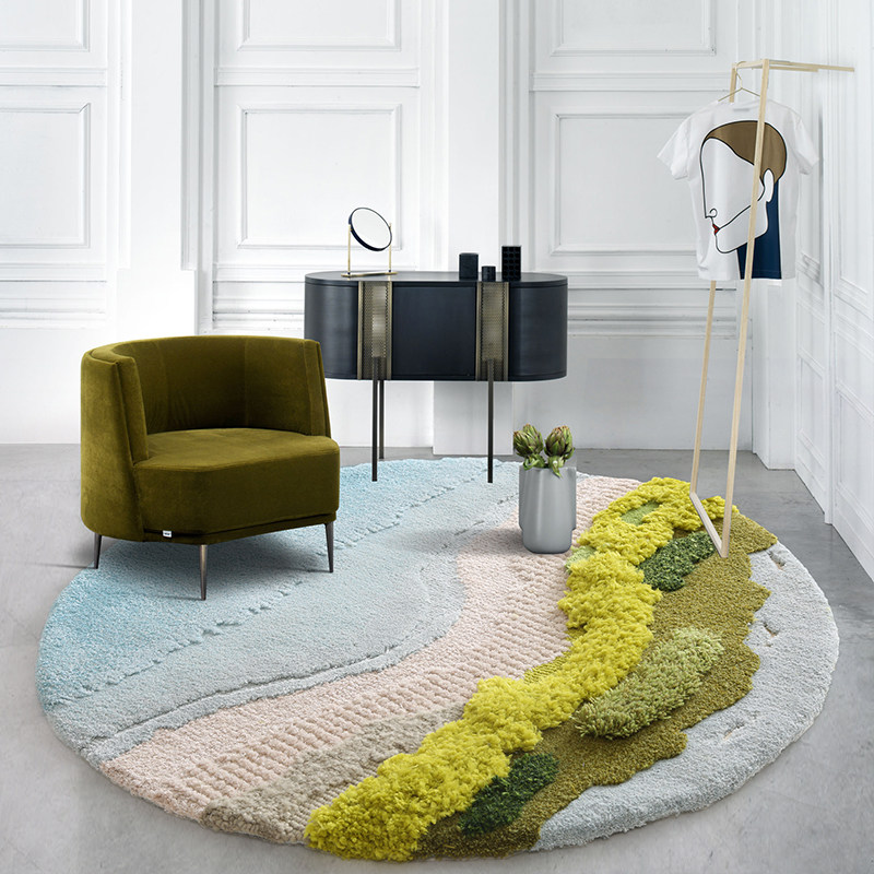 Mo Xi pure handmade light luxury carpet modern living room coffee table ins Wind wool round bedside blanket household large area