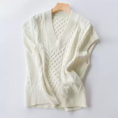 White wool wool vest vest women's knitting lazy wind Japanese 2021 new short wild retro V