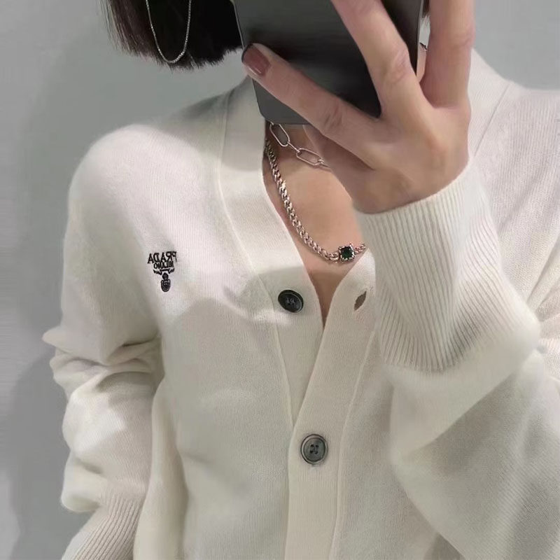 European Station Cardio-embroidered Sweater Coat Jacket 2022 Spring Autumn Loose Outside Wearing Jacket Blouse Blouse Fleece Fleece