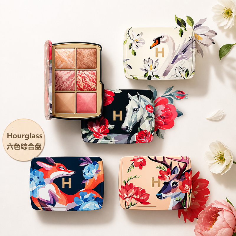 In-Stock Hourglass Comprehensive Eyeshadow Palette 25 Christmas Six-Color Blush Highlighter Spirit Deer/Swan/White Horse/Fox