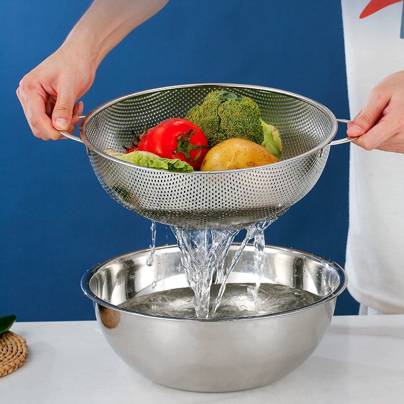 Stainless steel wash basin asphalt screening basin for commercial kitchen wash rice basket two set basket basket