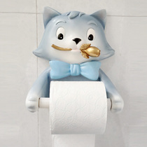 Cute cat creative toilet roll paper holder Bathroom tissue box tube toilet paper wash towel shelf Cute hanging type free hole