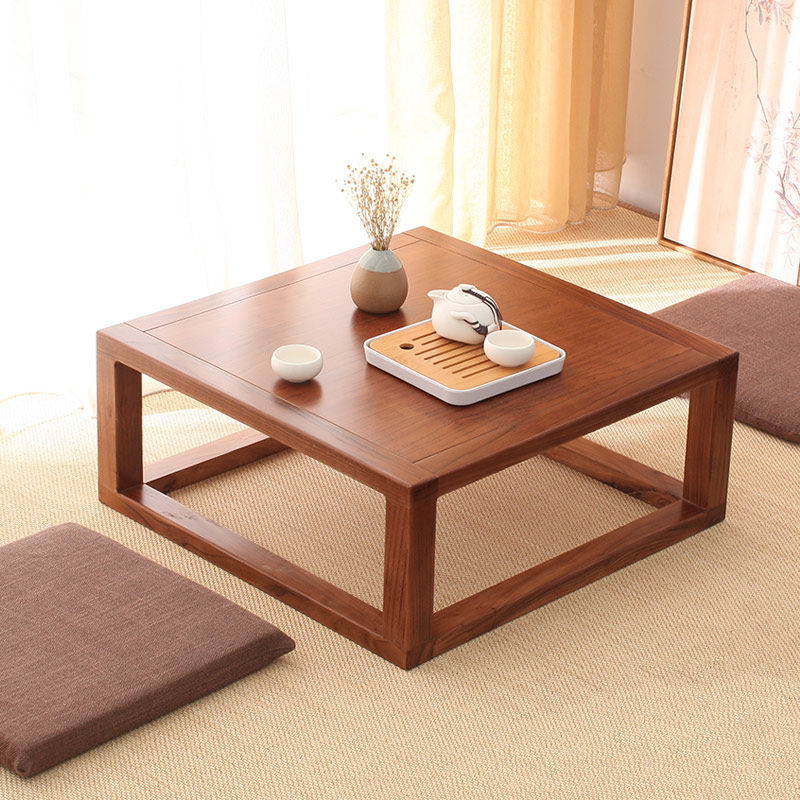 Tatami table solid wood small tea table Japanese low table elm Chinese kang table simple modern small apartment tea table