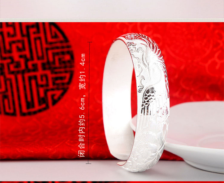 Tô Châu Bạc Nhà Vân Nam Bông tuyết Bạc Bạc Bạc đầy đủ 999 Phoenix Opera Hoa mẫu đơn Bạc Vòng tay Handmade Nữ quà tặng sinh nhật vòng tay đôi