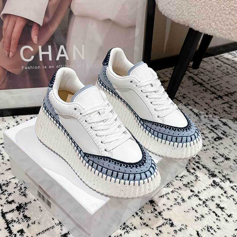 Mala Top Version! Nama Rainbow Biscuit Shoes Color-Blocked Casual Sneakers Thick-Soled Height-Increasing White Shoes for Women Mala Top Version! Nama Rainbow Biscuit Shoes Color-Blocked Casual Sneakers Thick-Soled Height-Increasing White Shoes for Women