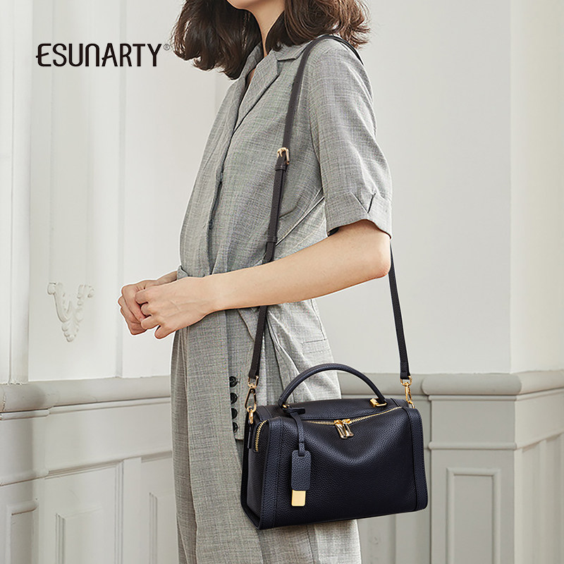 520 Gift For Women 2025 New Arrival Luxury Commuter Genuine Leather Handbag Boston Pillow Bag Crossbody Bag - Thumbnail 3