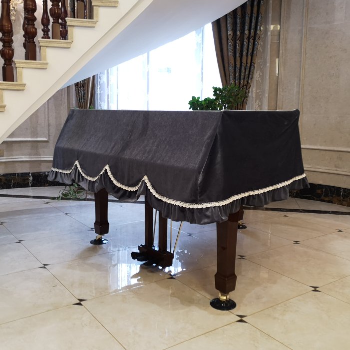 Qin Jii Piano cover upscale upgraded version diagonal textured suede Lace Triangle Piano Hood Anti Dust Triangle Piano Hood