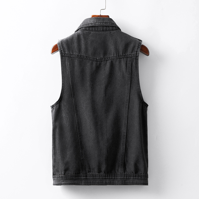 Pirate mèo cao bồi giáp cô gái 2019 mùa xuân và mùa thu Hàn Quốc phiên bản loose-fitting ve áo 10-tie vest ins triều tay áo ngắn