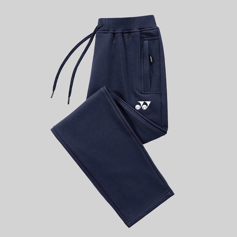 Men's Tennis Pants with Zipper Pockets, Straight-Leg, Spring and Autumn, Pure Cotton Sports Pants for Teenagers and Students, Unisex Long Pants