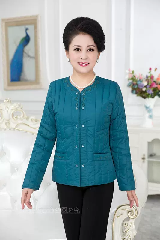 Người mẹ trung niên và người già mặc một chiếc áo khoác cotton nhỏ XL Áo khoác cotton ngắn cho nữ áo phao trung niên