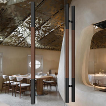 Simple glass door solid wood handle hotel box double door armrest office conference room sliding door handle