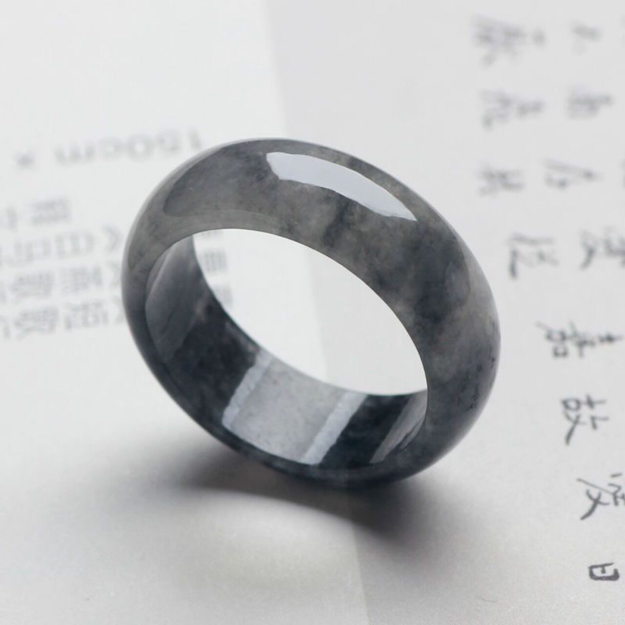Myanmar natural A-grade jade ring, black chicken jade ring, men's and women's Sihui jewelry and jade