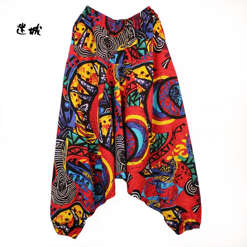African Drum Performance Clothing, Adult Cotton and Linen Ethnic Style Pants, Original Artistic Style Outfit, for Outings and Beach