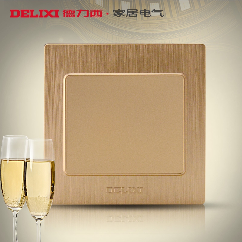 Delixi switch socket CD760 champagne gold drawing panel wall switch 86 type baffle blank panel