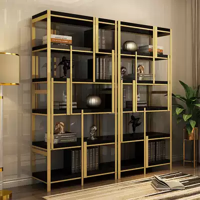 Light luxury model room floor-to-ceiling bookshelf office multi-storey shelf simple modern living room decoration storage shelf