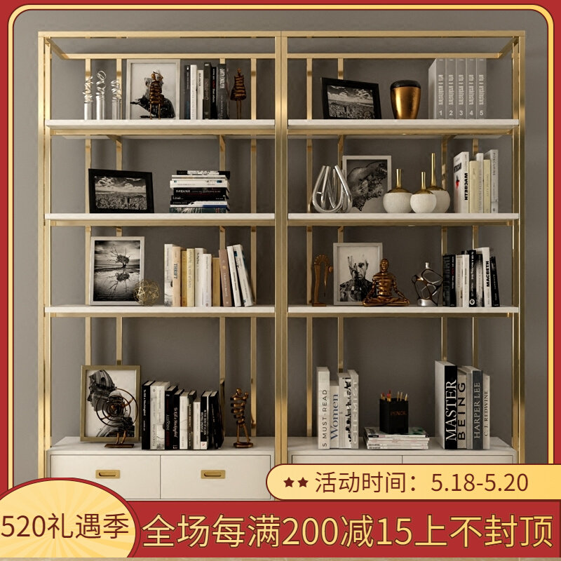 Iron Art Bookshelves Light Lavish Rear Modern Minimalist Multilayer Storage Containing Layer Shelf Bookcase Metal Bookshelves Shelve Shelf Floor Shelves