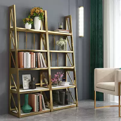 Light luxury bookshelf shelf floor modern wall bookshelf simple Nordic living room display iron decoration storage shelf