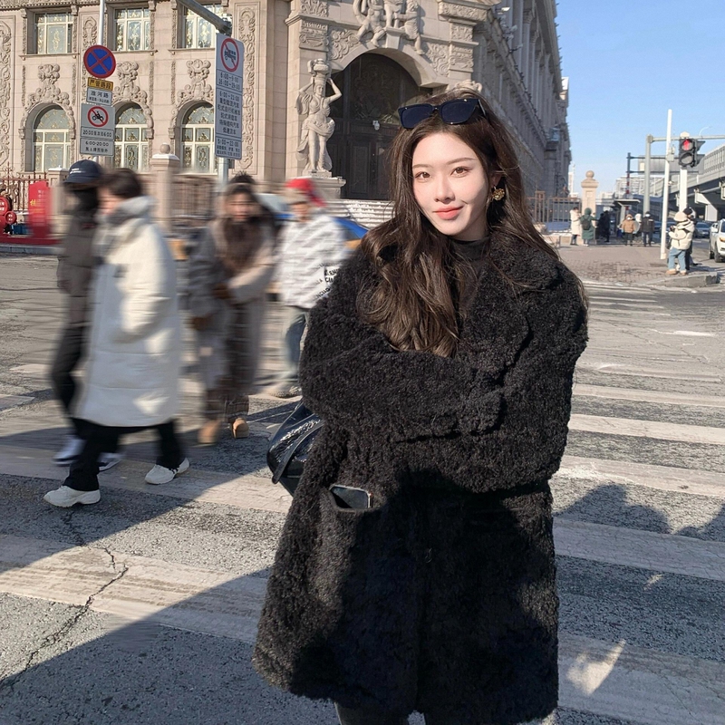 Lamb Fur Coat for Women, Mid-Length, New Autumn and Winter Style, Fur Integrated Teddy Fur Suit Collar Fur Coat Lamb Fur Coat for Women, Mid-Length, New Autumn and Winter Style, Fur Integrated Teddy Fur Suit Collar Fur Coat