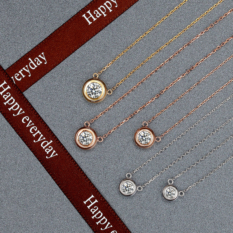 50 cent rose gold diamond pendant 18K white gold diamond necklace custom platinum PT95030 cents round