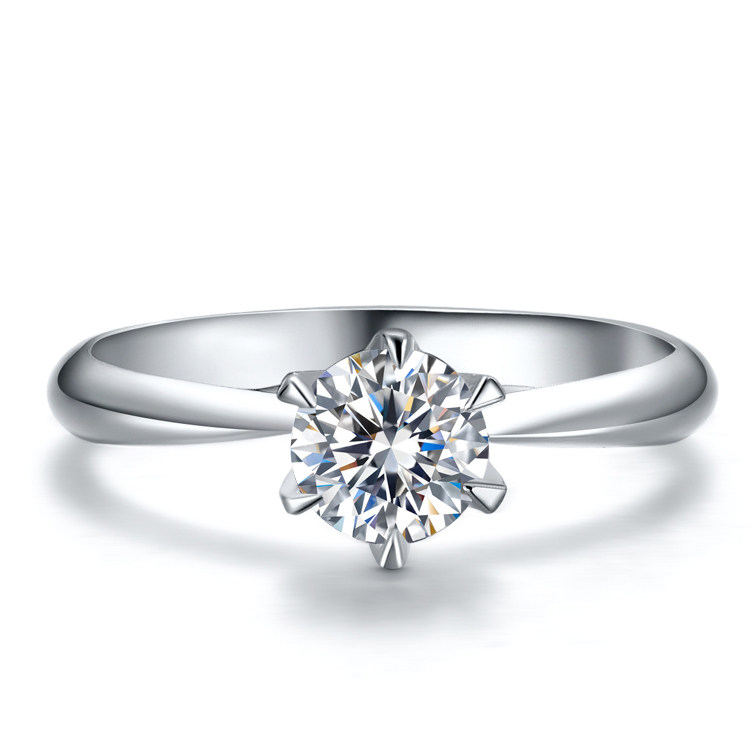 PT950 drill ring 30 6 claws wedding diamond ring 18K white gold 50 to drill ring GIA courting to ring custom woman